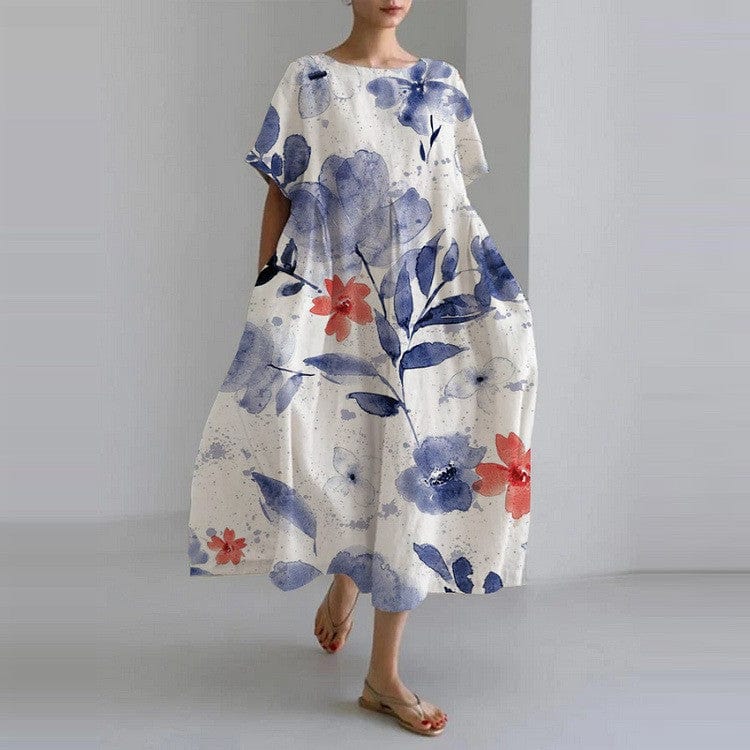 Elegant kjole med blomstertrykk – Dame – Madeleine
