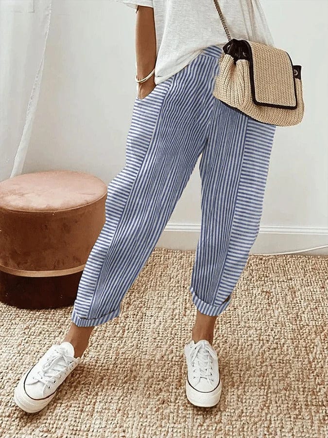 Pantaloni a Righe in Cotone - Donna - Sandalya