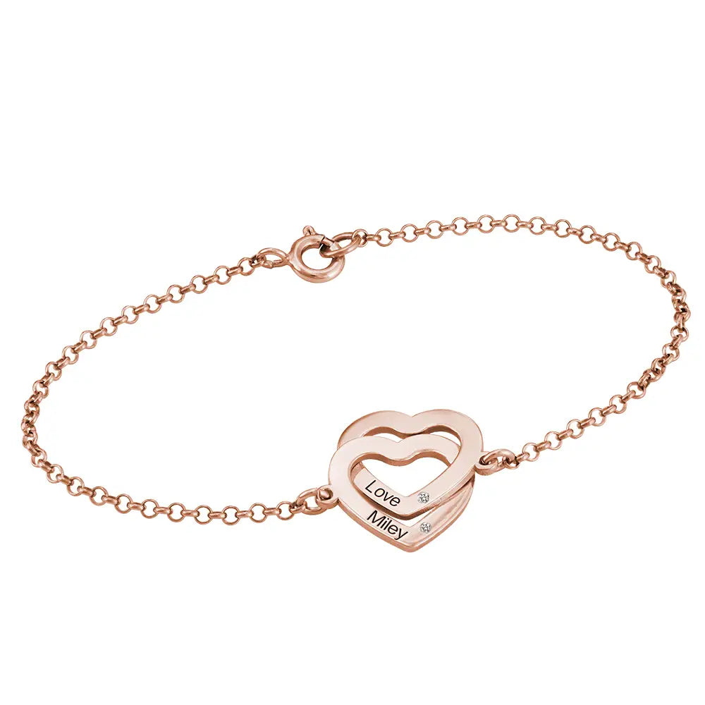 Armband Dam Roséguld 18K – Eviga Sammanflätade Hjärtan