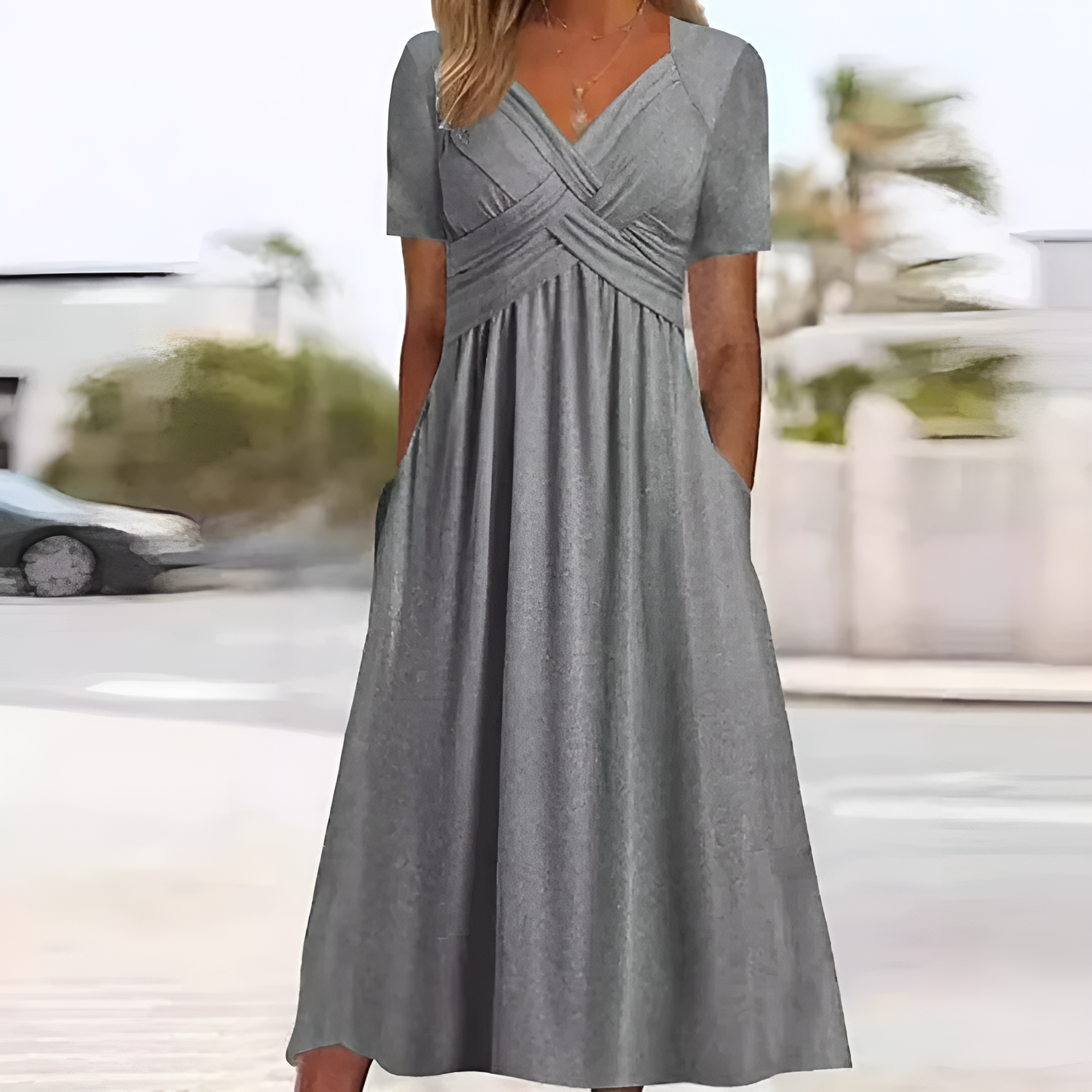 Elegant midi-kjole i polyester – Dame – Rosella