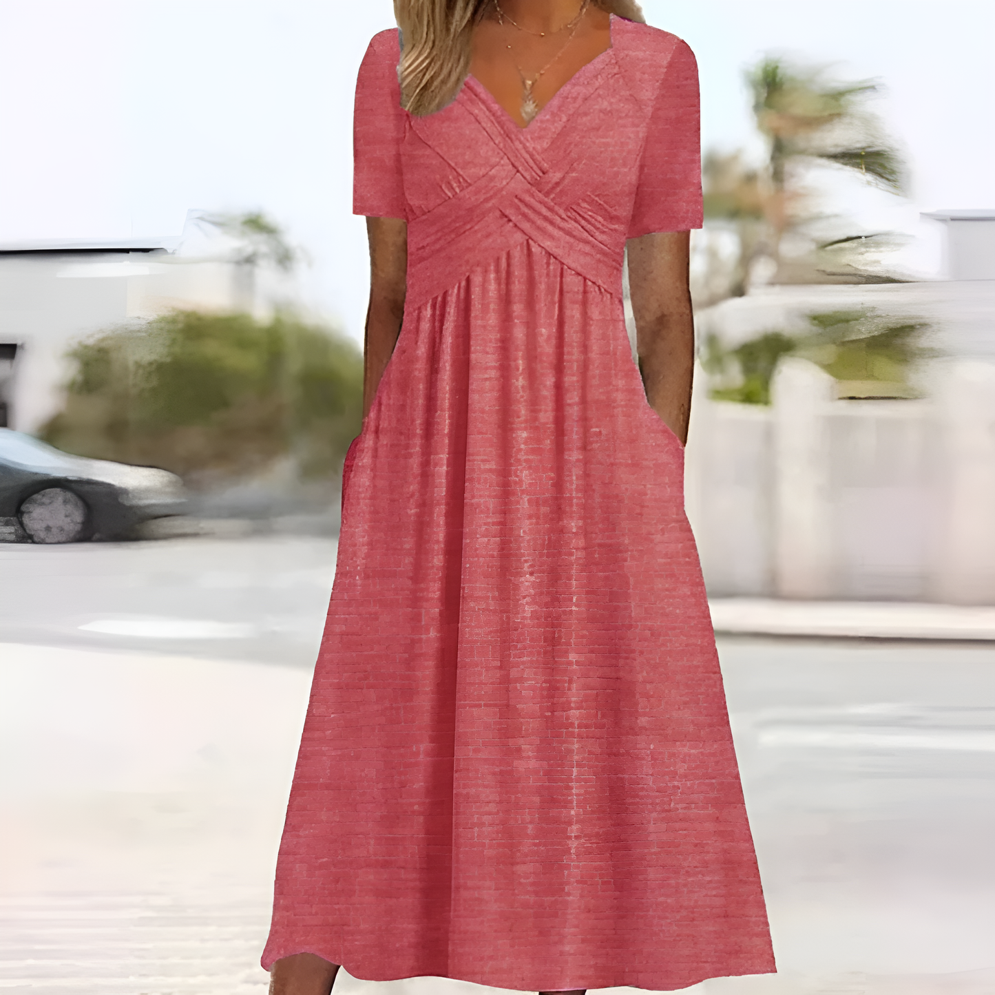 Elegant midi-kjole i polyester – Dame – Rosella