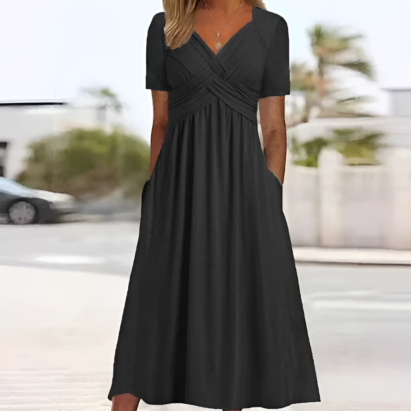 Elegant midi-kjole i polyester – Dame – Rosella