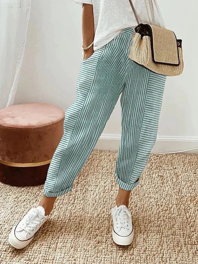 Pantaloni a Righe in Cotone - Donna - Sandalya