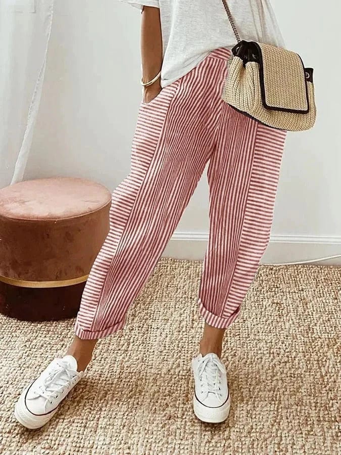 Pantaloni a Righe in Cotone - Donna - Sandalya