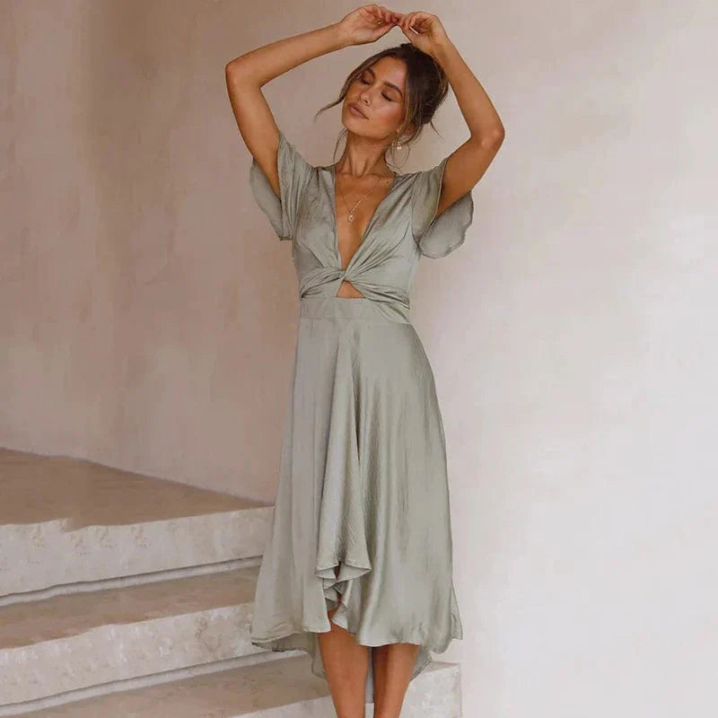 Robe midi flytende i polyester - Dame - Serelith