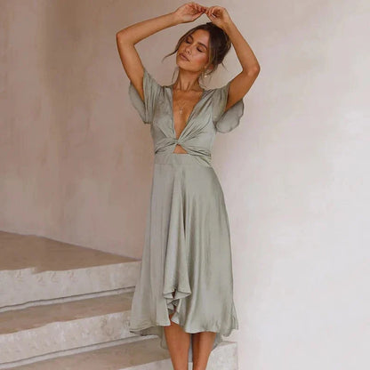 Robe midi flytende i polyester - Dame - Serelith