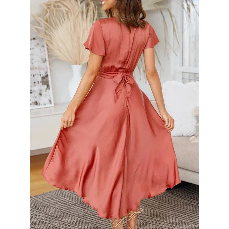 Robe midi flytende i polyester - Dame - Serelith
