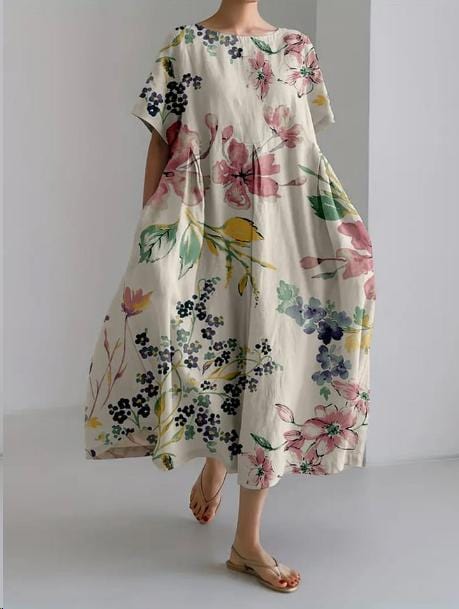 Elegant kjole med blomstertrykk – Dame – Madeleine