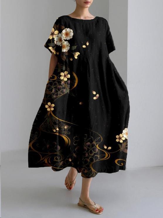 Elegant kjole med blomstertrykk – Dame – Madeleine