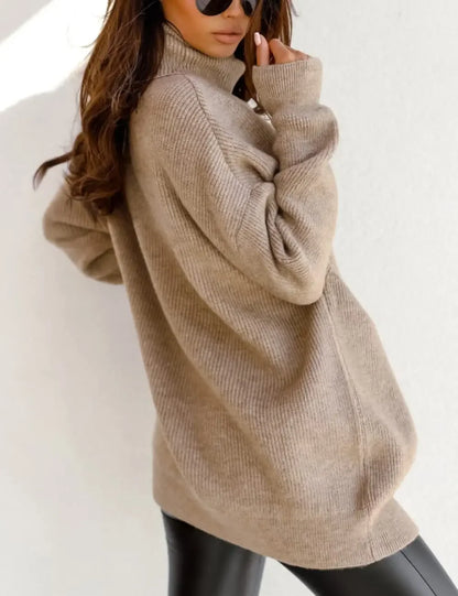 Sweatshirt Côtelé Col Roulé - Mná - Ellisia