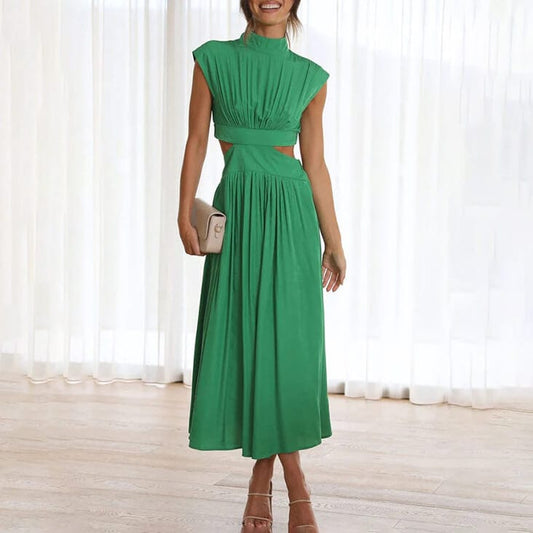 Elegant plissert polyesterkjole - Dame - Lyorine
